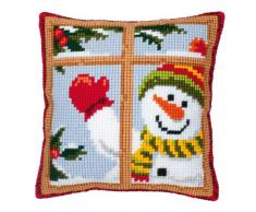 Vervaco - Plantilla para cojín de punto de cruz, diseño de muñeco de nieve, multicolor