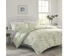 Laura Ashley Home - Juego de Funda de edredón tamaño King, Ropa de Cama Reversible de algodón con Fundas a Juego, decoración Ligera del hogar para Todas Las Estaciones (Natalie Sage, King)