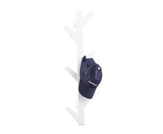 Relaxdays Perchero Pared con 6 Ganchos, Colgador Ropa, Toallero Ãrbol, Baño y Recibidor, Bambú, 78 x 26 x 7 cm, Blanco