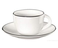 ASA Ã table ligne noir - Taza de cafÃ© con plato (0,07 L), color blanco