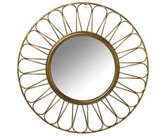 DRW Espejo de Pared Redondo de Metal en Dorado 85x6cm, INT. 41cm