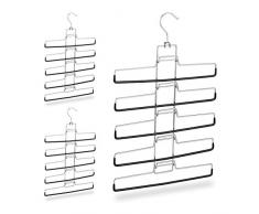 Relaxdays Pack 3 Perchas MÃºltiples, 15 Pantalones, Ahorra Espacio, Antideslizantes, Hierro-PVC, 52x33,5x2 cm, Plateado