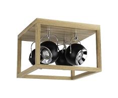 Homemania HOMBR_0131 Aplique de Pared Foco Cubos Ii, Madera, Metal, Negro, 25 x 36 x 36