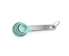 Poejetag Juego de cucharas medidoras de 4 piezas, cucharas apilables, utensilios de cocina, taza medidora con mango de acero inoxidable para medir polvos y lÃ­quidos azules, acero inoxidable