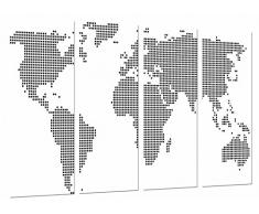 Poster Fotográfico Mapa Mundi Blanco Gris, Mundo Lunares Ciudades Paises Tamaño total: 131 x 62 cm XXL