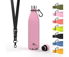 Daikoku Botella Acero Inoxidable,Botella Termica Doble Pared, Libre BPA, Botella de agua Deportiva Tapon Termico, Cantimplora Aislamiento Bebida 12h Fria 24h Caliente, Color Rosa, Tamaño 750 ML