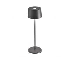 Zafferano Olivia LÃ¡mpara Led de Mesa Regulable, ProtecciÃ³n IP65, Uso Interior/Exterior, Cargador Micro USB, H35.5cm, Enchufe de la UE-Gris Oscuro