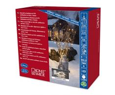 Konstsmide 3719-103 - Guirnalda luminosa led con interruptor (temporizador de 6 horas, 8 modos y funciÃ³n memoria, apto para exteriores IP44, 128 diodos de luz banca cÃ¡lida, funciona con pilas, cable transparente, 4 pilas D de 1,5Â V no incluidas)