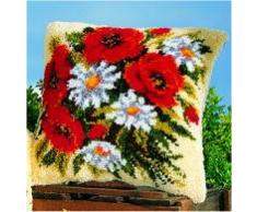 Vervaco, la creación de kit de almohada peluda, la razón: Flores, 40 x 40 cm, Multi (Colorido)