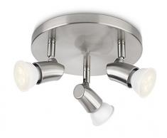Philips myLiving Kaya - Barra de focos, LED, iluminación interior, 3 luces, casquillo GU10, luz blanca cálida, color gris