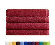 Eiffel Textile Packs de Toallas Calidad Rizo 400 gr, AlgodÃ³n Egipcio 100%, Granate, Ducha 70x140 cm, 4 Unidades