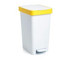 Tatay Cubo de Basura para Reciclaje, Blanco y Amarillo, Mediano