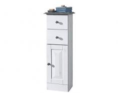 LifeStyleDesign Armario Rico 1Â Puerta, Madera, Color Blanco/Gris, 30Â x 30Â x 90Â cm