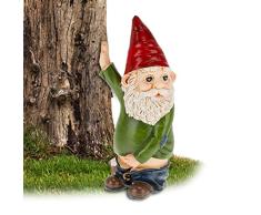 Relaxdays Gnomo de JardÃ­n Haciendo PIS, Resistente Intemperie y Heladas, Figura Enano, Piedra Artificial, Multicolor, Resina, 10 x 5 x 4 cm