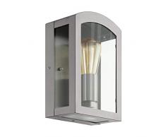 EGLO PARETTA Aplique de pared para exterior Acero inoxidable E27 - Iluminación al aire libre (Aplique de pared para exterior, Acero inoxidable, Vidrio, Acero inoxidable, IP44, I, Transparente)