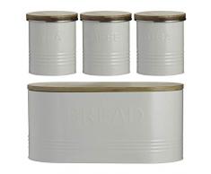 Typhoon Essentials - Juego de 4 tarros de Cristal (4 Unidades), Color Crema