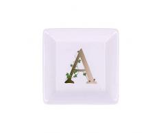 La Porcelana Blanca - Plato cuadrado con letra A - DecoraciÃ³n del hogar, cocina - LÃ­nea Adorado - Idea de regalo - Porcelana - 10 x 10 x 1,5 cm