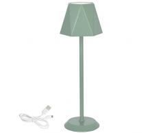 Clauss 10010 - LÃ¡mpara de mesa LED con baterÃ­a recargable por USB, inalÃ¡mbrico, con regulador de intensidad, metal para interior y exterior, IP54, color verde