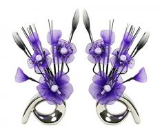 Flourish 723859 florero con a juego Par de qh1 Cadbury Morado y Blanco Artificial flor de nylon, 32 cm, tamaño pequeño