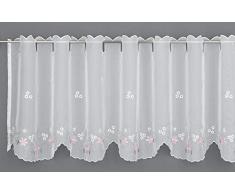 Gardinia Visillo (140 x 45 cm), diseño de Flores, Color Blanco
