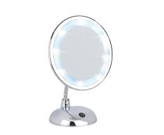 Wenko Espejo de pie para la cosmÃ©tica con LED Style cromo - espejo cosmÃ©tica, plÃ¡stico, 17.5 x 28 x 12 cm, Cromo