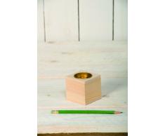 Artemio 6 x 6 cm Caja Cuadrada pequeÃ±a Decorada con Soporte de Madera, Beige