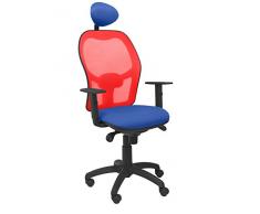 Piqueras Y Crespo (PIQU7) Silla Jorquera Malla roja Asiento Bali Azul con cabecero Fijo Oficina, Talla unica