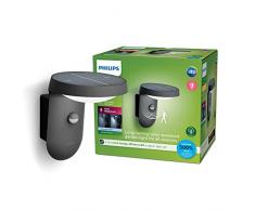 Philips - Aplique exterior de pared Philips Tyla 9W Luz Neutra 4000k, con sensor de movimiento y alimentaciÃ³n solar, protecciÃ³n IP44