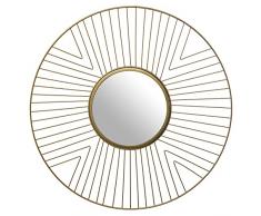 DRW Espejo de Pared Redondo de Metal en Dorado 50x1,2cm