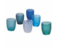 Villa dEste Home Tivoli Juego de 6 vasos de agua de cristal 350 ml Geometrie Ocean
