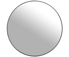 DRW Espejo de Pared Redondo de Metal y Trasera Madera DM en Negro 100x1,5cm, INT. 98,5cm