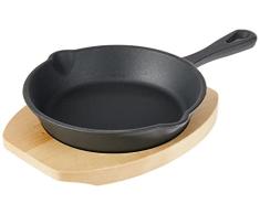 ECHTWERK Sartén de hierro fundido, mini sartenes con tabla de servir, pequeña sartén para barbacoa, ya horneada, apta para horno, barbacoa e inducción, ideal para cocinar y servir