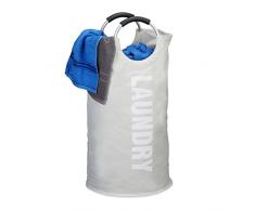 Relaxdays Cesto Ropa Sucia Plegable con Asas, Tela, Blanco 60 litros