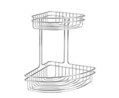 Metaltex - Estante esquinero de baÃ±o, 2 Pisos, Acero Inoxidable, Cromado, 19 x 19 x 26 cm