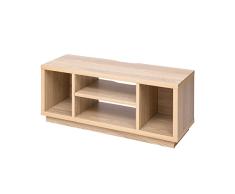 Iris Ohyama, Soporte de TV / Mueble de TV con estantes abiertos / Soporte de TV para TV de 43 pulgadas, Madera maciza, Oficina, Sala - TV Cabinet Standard - OTS-100S - Marrón claro, A100cm, 532132
