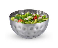 Relaxdays Ensaladera de Acero INOX. Martillado M, Frutero, Cuenco de Cocina, Bol, TazÃ³n, 20 cm de DiÃ¡metro, Plateado