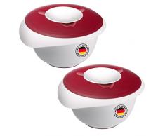 Westmark 315522E3 - Juego de 2 cuencos con tapa dividida (3,5 L, con vertedor, plÃ¡stico, color blanco y rojo)