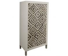 Suska-Regalos 40093 Armario 2 Puertas Madera C/Patas Acero INOX, Blanco/Gris, 60x35x120cm