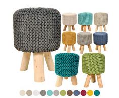 Taburete de Punto Pouf Taburete con Patas de Madera Ø 35 cm Altura 45 cm Color Gris Claro