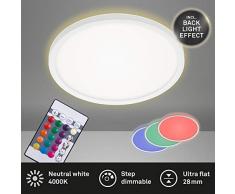 Briloner Leuchten Panel LED, Regulables, lÃ¡mparas de Techo con regulaciÃ³n de Color RGB, Backlight con Control Remoto, 15.vatios, 1850.lÃºmenes, 4000.Kelvin, Blanco, Ã¸.29,3.cm (7092-416)