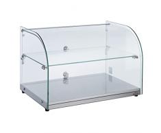 LACOR 69601 Neutra de Cristal, Expositor de Alimentos, Panera, Vitrina para Pasteles, Base de Acero Inoxidable, 55,4x37,6x37 cm, 45L, Transparente