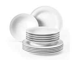 Seltmann Weiden servicio de cena 12 piezas | Set para 6 personas | Serie Beat blanco | servicio incluya cada 6 plato de cena, plato de sopa