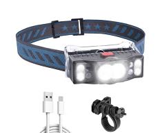 LETOUR Linterna frontal LED, superbrillante USB recargable, 1000 lm, 7 modos, luz de advertencia roja, IPX5, resistente al agua, para correr, correr, pescar, camping, ciclismo, senderismo, trabajo