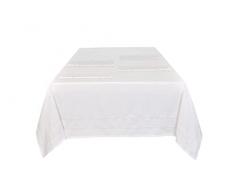 Sleepdown Mantel Decorativo 100% algodón de Media panamá para Mesa de Comedor, Duradero, Resistente a Las Manchas, Color Blanco, 137 x 178 cm