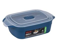 Décor 1 litro Delish | Contenedor de Almacenamiento de Alimentos | Ideal para preparación de Comidas | Sin BPA | Apto para lavavajillas, congelador y microondas, Azul, 1 L