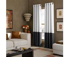 Cortina de Cortinas Kendall con Ojales de Color, Tela, Blanco/Gris Oscuro, 95 Inch