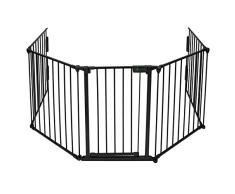 VOUNOT Barrera de Seguridad para Perros, Valla de Seguridad Rejilla de ProtecciÃ³n de Chimenea 3 m con Kit de Montaje, Negro
