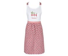 Clayre & Eef PPL41A - Delantal de Cocina (70 x 85 cm, 100% algodÃ³n), diseÃ±o Retro, Color Rojo