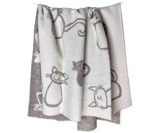 Silkeborg - Manta Reversible (100% Lana, 130 x 200 cm), Color Blanco y Beige