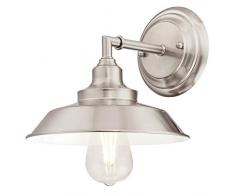 Westinghouse Lighting Westinghouse iluminación 63543 Aplique para interiores Iron Hill de un solo brazo, acabado en níquel cepillado